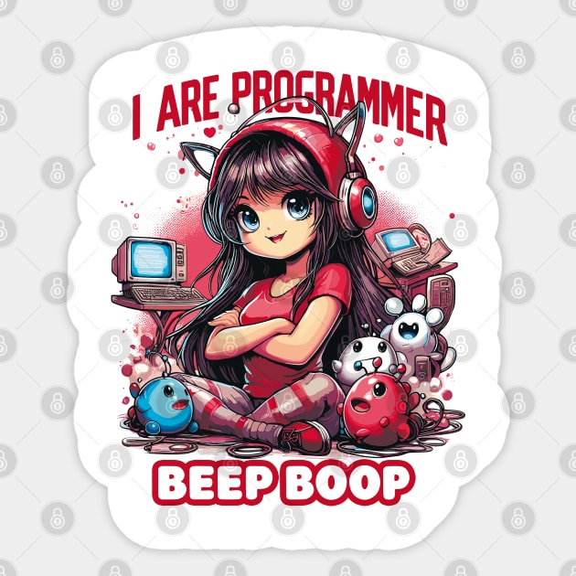 I Are Programmer Beep Boop Sticker by Cutetopia